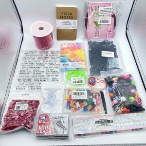 NEW Craft Hobby Art Supplies Lot Bias Tape Notebook Zippers Wax Bead Party Decor